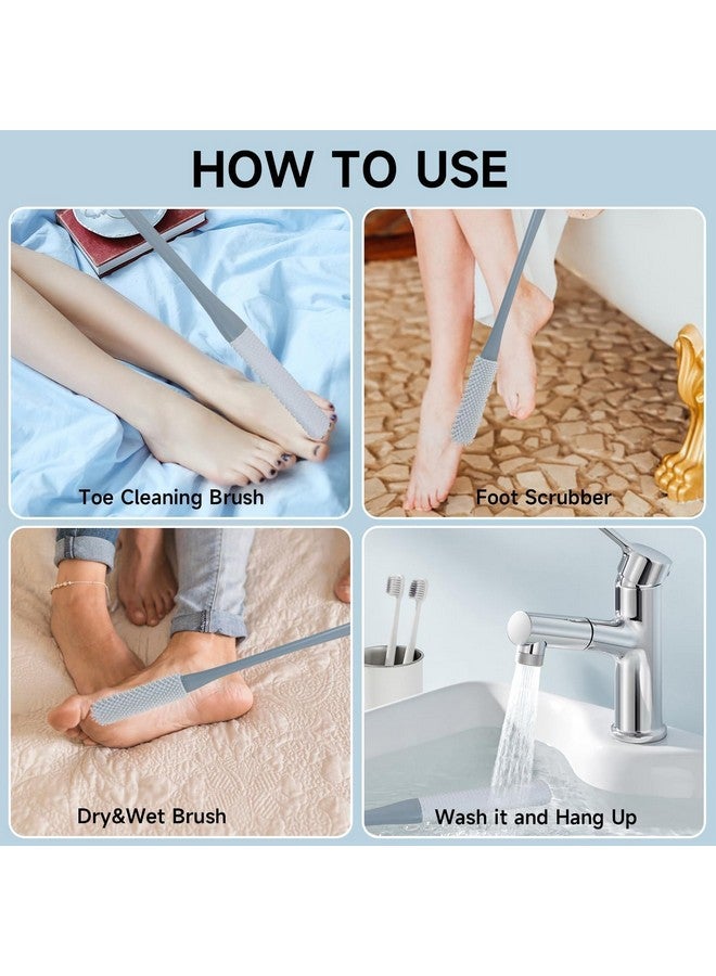 Oxily Toe Gaps Cleaning Brush, Silicone Foot Cleaning Brush, Foot Brush for Shower with Long Handle, Foot Brush with Two Sizes of Brush Heads for Bath Brush For Women, Men, Elderly (Pack Of 1) - Image 2