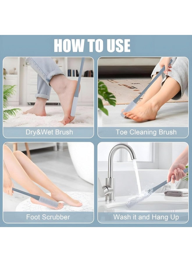 Oxily Toe Gaps Cleaning Brush, Silicone Foot Cleaning Brush, Foot Brush for Shower with Long Handle, Foot Brush with Two Sizes of Brush Heads for Bath Brush For Women, Men, Elderly (Pack Of 1) - Image 3