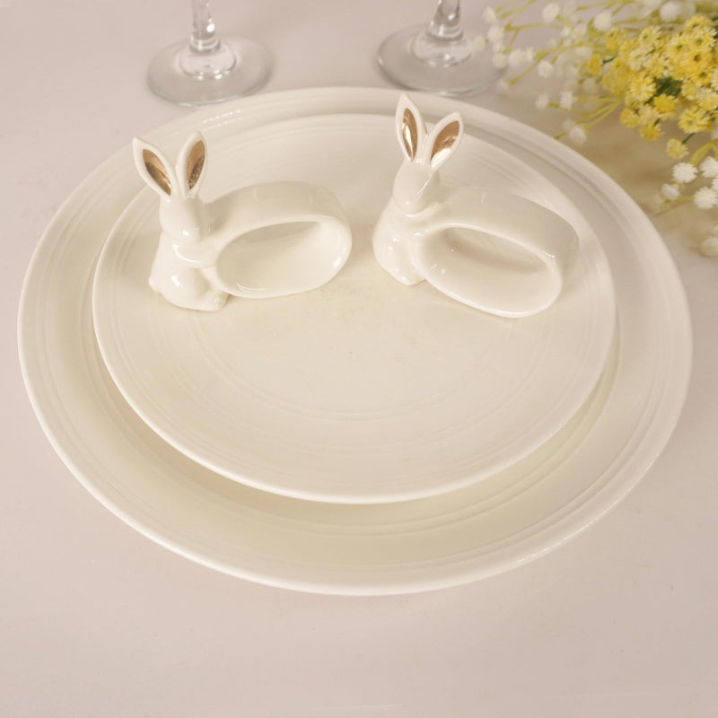 Utalek Easter Bunny Porcelain Napkin Rings Set of 6, Rabbit Napkin Ring Holders, White Bunny Ceramic Napkin Rings for Easter, Spring Party, Banquet, Dinner, Wedding Table Decor - Image 3