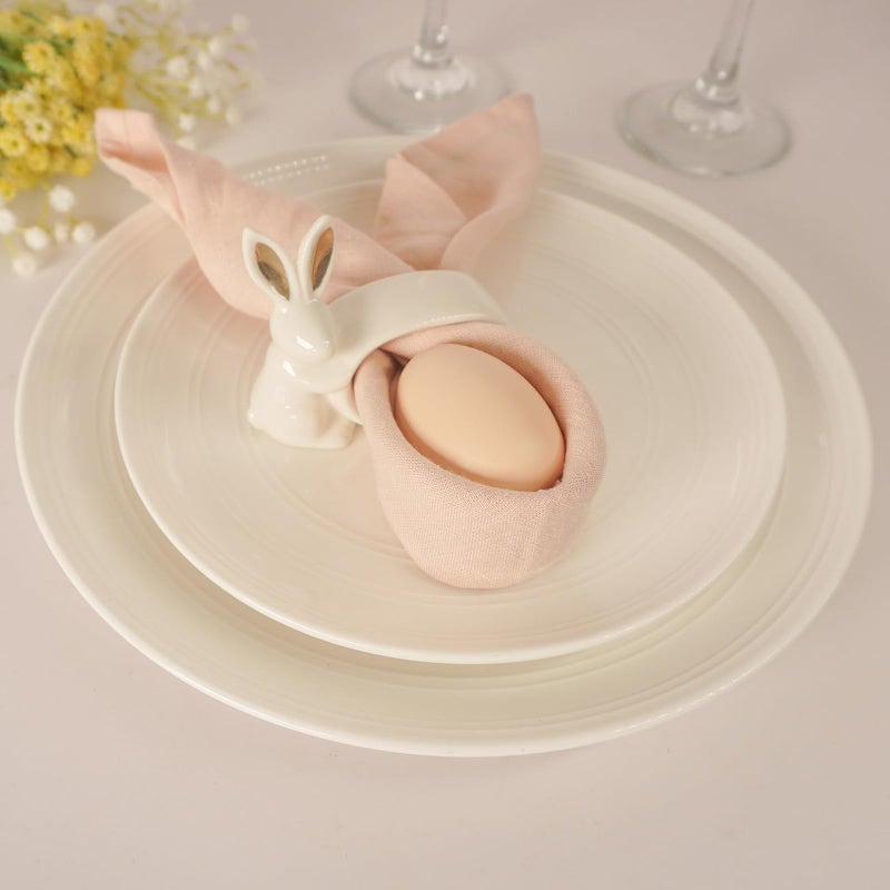 Utalek Easter Bunny Porcelain Napkin Rings Set of 6, Rabbit Napkin Ring Holders, White Bunny Ceramic Napkin Rings for Easter, Spring Party, Banquet, Dinner, Wedding Table Decor - Image 5