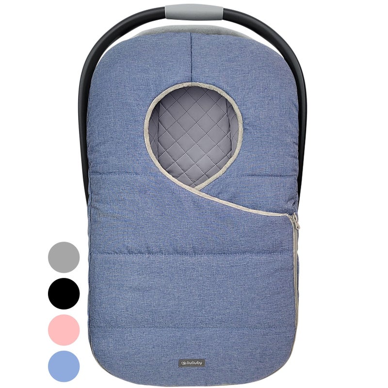 liuliuby Winter Carseat Covers Baby Boy | Infant Car Seat Cover Baby | Doona Accessories | Warm & Thick Fleece Canopy for Infant & New Born Cold Weather (Blue) - Image 1
