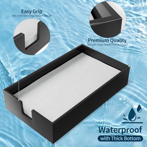 Tihau Acrylic Guest Towel Napkin Holder, Black Bathroom Paper Hand Towels Storage Tray, Disposable Paper Towel Holder for Bathroom, Kitchen, Parties, Weddings, and Various Events - Image 3
