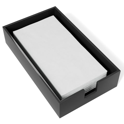 Tihau Acrylic Guest Towel Napkin Holder, Black Bathroom Paper Hand Towels Storage Tray, Disposable Paper Towel Holder for Bathroom, Kitchen, Parties, Weddings, and Various Events - Image 2