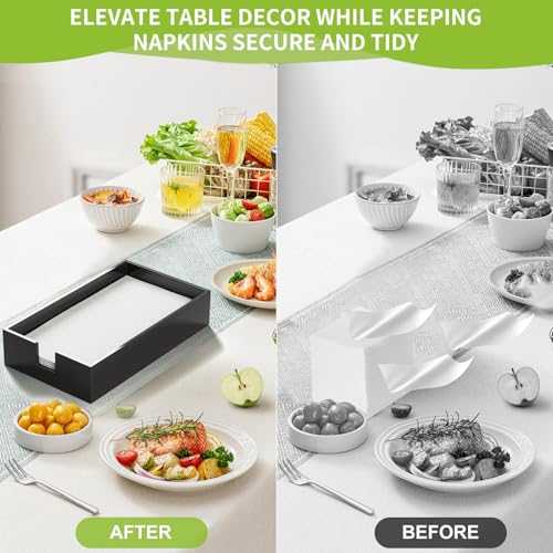 Tihau Acrylic Guest Towel Napkin Holder, Black Bathroom Paper Hand Towels Storage Tray, Disposable Paper Towel Holder for Bathroom, Kitchen, Parties, Weddings, and Various Events - Image 4