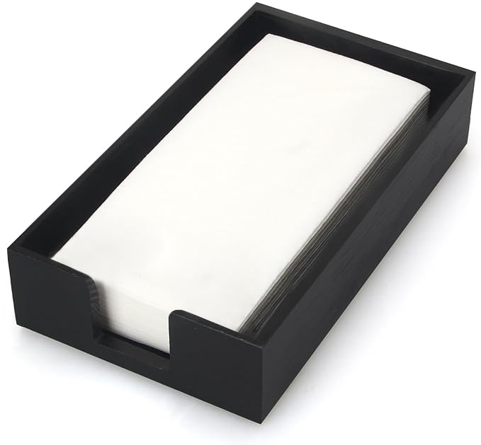 Tihau Acrylic Guest Towel Napkin Holder, Black Bathroom Paper Hand Towels Storage Tray, Disposable Paper Towel Holder for Bathroom, Kitchen, Parties, Weddings, and Various Events - Image 1
