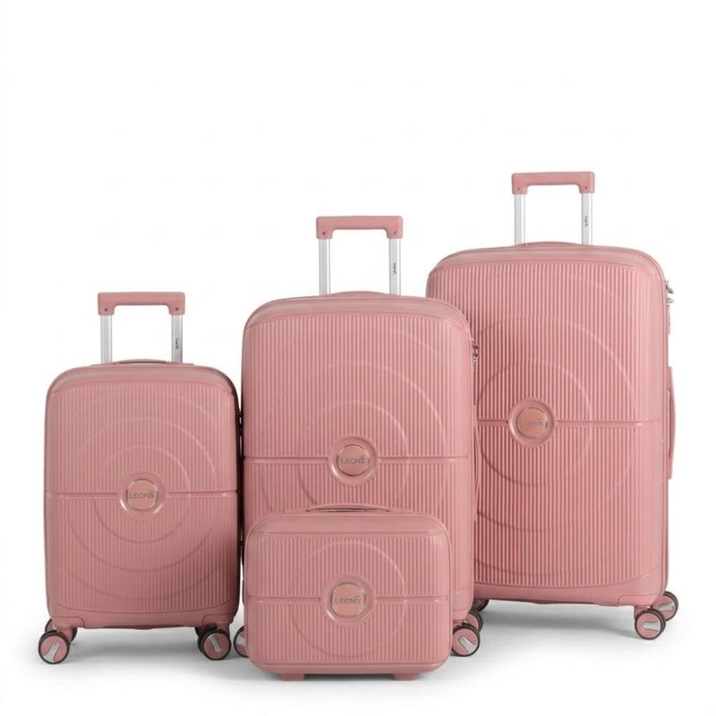 4-piece shatterproof silicone travel bag set, durable polypropylene with an elegant geometric design, rose gold