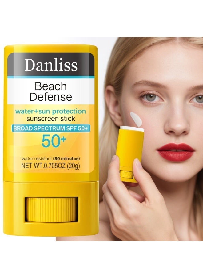 danliss Beach Defense Water Resistant Sunscreen Broad Spectrum SPF 50+, Oil-Free, PABA-Free & Fast-Absorbing, Oxybenzone-Free, Travel Size, 20g - Image 1