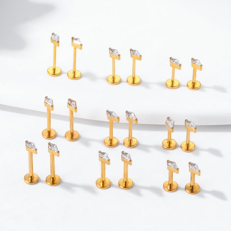 ENONTY G23 Titanium 16g 18g 20g Flat Back Studs Earrings | F136 Implant Grade Titanium Press Fit Threadless Push in Labret Cartilage Helix Lip Monroe Tragus Conch Piercing Jewelry (18g 6mm) - Image 3