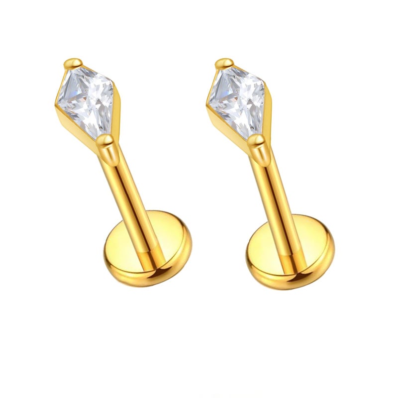 ENONTY G23 Titanium 16g 18g 20g Flat Back Studs Earrings | F136 Implant Grade Titanium Press Fit Threadless Push in Labret Cartilage Helix Lip Monroe Tragus Conch Piercing Jewelry (18g 6mm) - Image 1
