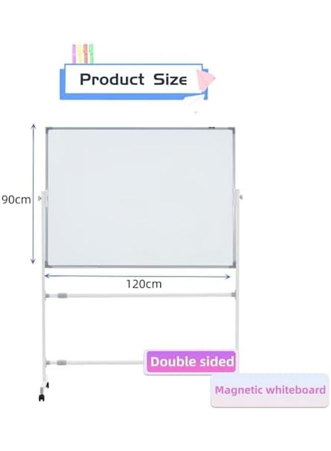 SKY-TOUCH Mobile Whiteboard 90X120Cm With Stand Double Sided Magnetic Whiteboard On Wheels Mobile Standing White Board For Office Classroom And Home  - Image 3