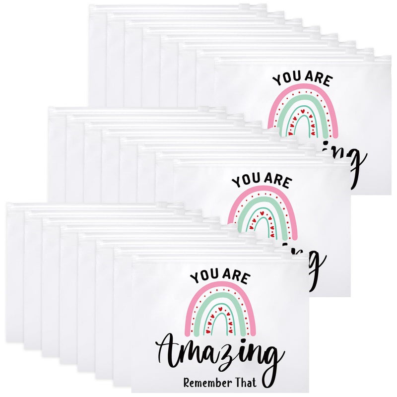 Reginary 50 Pcs Inspirational Gifts Bulk for Women Cosmetic Bag EVA You Are Braver Awesome Makeup Bag with Zipper for Birthday Graduation Christian Easter Encouragement GiftsYou Are Amazing