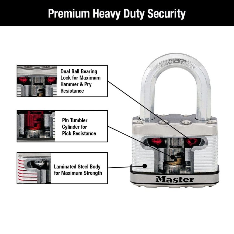 Master Lock M15XDLF Magnum Heavy Duty Padlock with Key, 1 Pack, Laminated - Image 5