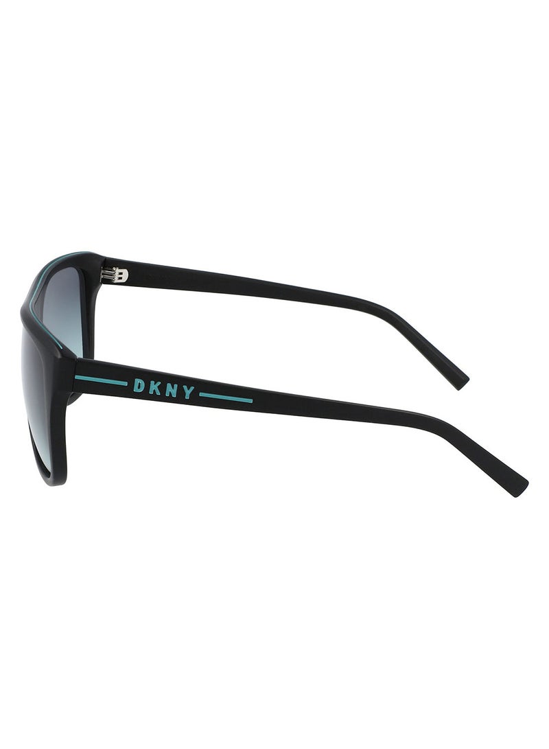 DKNY FULL RIM INJECTED Modified Rectangle DKNY SUN DK537S 5616 (005) MATTE BLACK/LT BLUE GRADIENT - Image 4