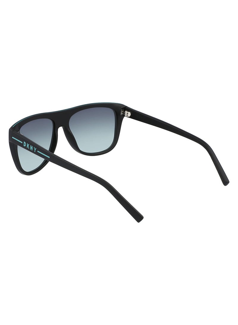 DKNY FULL RIM INJECTED Modified Rectangle DKNY SUN DK537S 5616 (005) MATTE BLACK/LT BLUE GRADIENT - Image 5