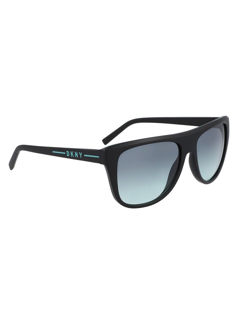 DKNY FULL RIM INJECTED Modified Rectangle DKNY SUN DK537S 5616 (005) MATTE BLACK/LT BLUE GRADIENT - Image 3