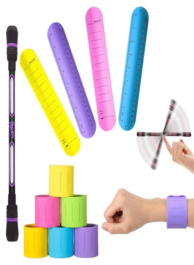 SHOPONIL 2Pcs Slap Silicone Reminder Bracelet with 1Pc Spinning Pen, Slap Bands for Kids Reusable Wearable Wrist Notepad Writable Waterproof Erasable Wristband for Nurses Memo Wrist Strap Study - Image 1