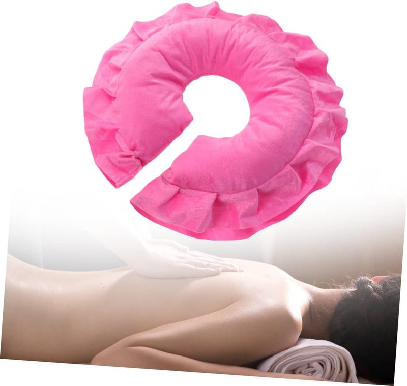 OUNONA Cotton Face Massage Pillow with Breathing for Spa and Beauty Salon Comfortable Therapeutic Cushion for Lying Down Pink Face Rest Pillow for Relaxation and Relief - Image 2