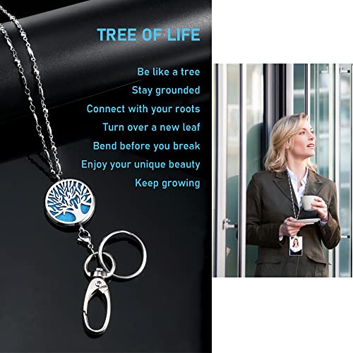 SAM & LORI Teacher Lanyard Lanyards for Id Badges Women Cute Lanyard Keys Teacher Appreciation Gifts Keychain Badge Holder Necklace Silver Pretty Graduation Nurse Retractable Essential Oil Tree Life - Image 4
