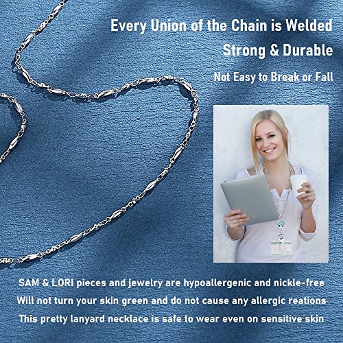 SAM & LORI Teacher Lanyard Lanyards for Id Badges Women Cute Lanyard Keys Teacher Appreciation Gifts Keychain Badge Holder Necklace Silver Pretty Graduation Nurse Retractable Essential Oil Tree Life - Image 5