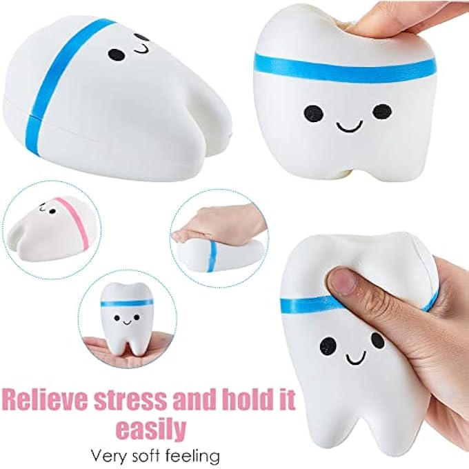 Hungdao 2 Pieces Jumbo Tooth Slow Rising Fake Tooth Anxiety Relieve Toy Dental Toys Dental Assistant Gifts for Stress Relief Teens, Adults(Classic) - Image 2