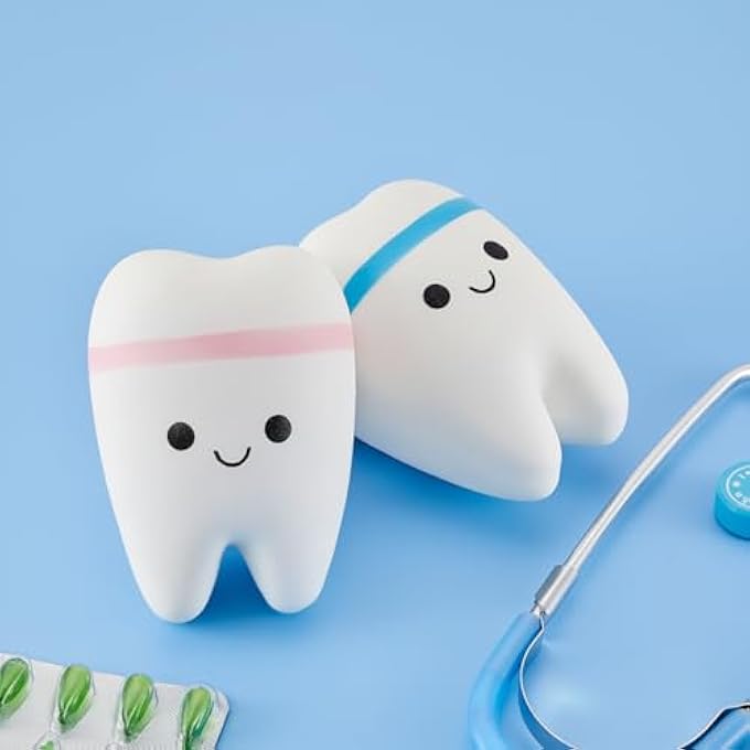 Hungdao 2 Pieces Jumbo Tooth Slow Rising Fake Tooth Anxiety Relieve Toy Dental Toys Dental Assistant Gifts for Stress Relief Teens, Adults(Classic) - Image 4