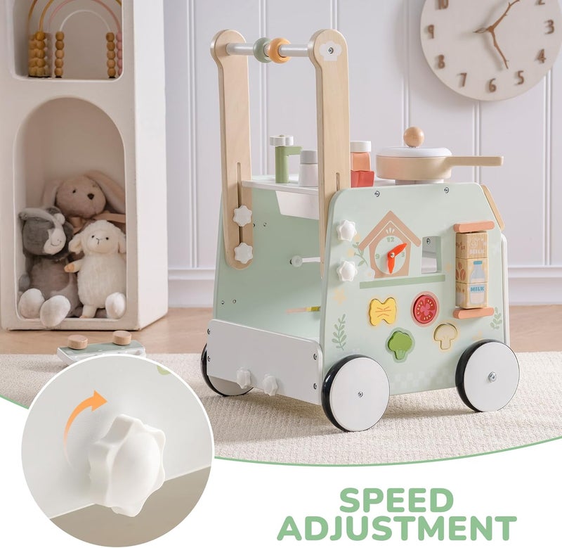 Robotime Baby Push Walker – Adjustable Height & Speed Wooden Baby Walker, Baby Walker Push Toy to Prevent O-Shaped Legs, Montessori Baby Walking Toy for Boys & Girls (10-36 Months) - Image 5