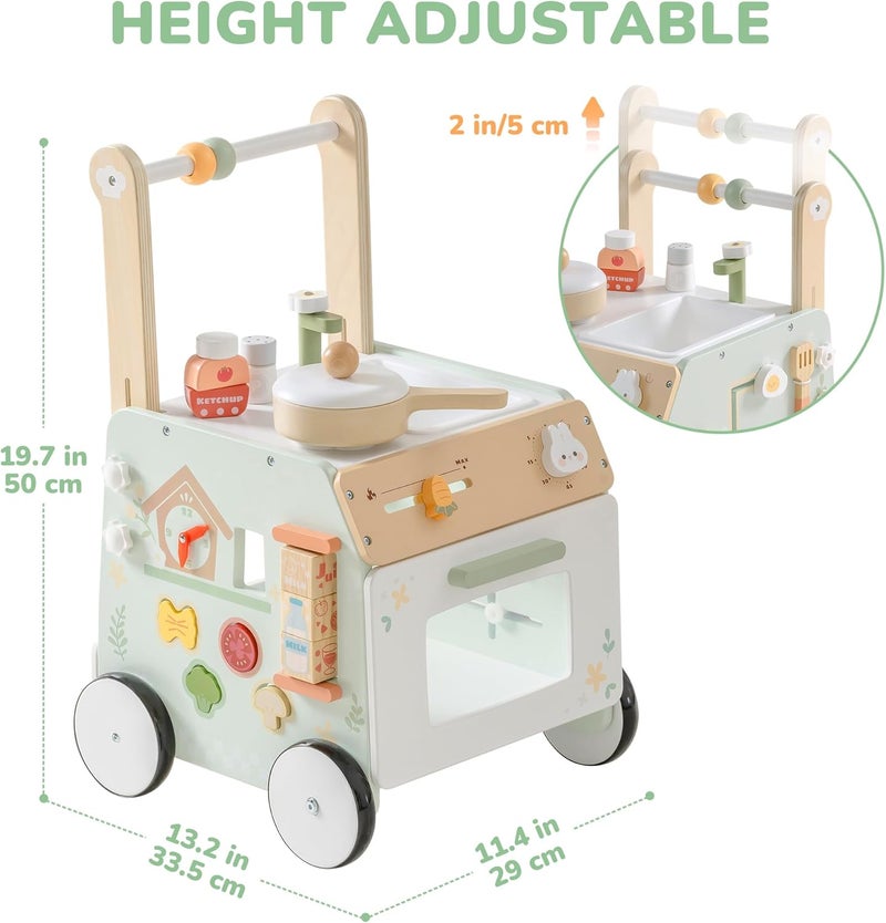 Robotime Baby Push Walker – Adjustable Height & Speed Wooden Baby Walker, Baby Walker Push Toy to Prevent O-Shaped Legs, Montessori Baby Walking Toy for Boys & Girls (10-36 Months) - Image 2