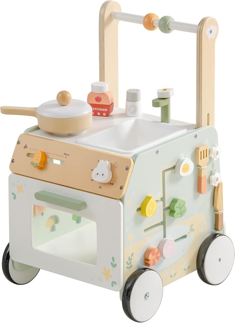 Robotime Baby Push Walker – Adjustable Height & Speed Wooden Baby Walker, Baby Walker Push Toy to Prevent O-Shaped Legs, Montessori Baby Walking Toy for Boys & Girls (10-36 Months) - Image 1