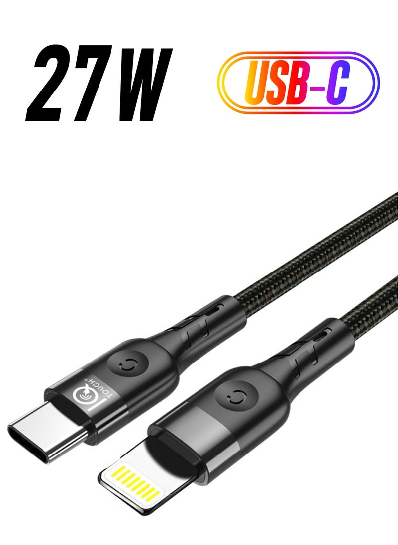 IQ TOUCH IQ TOUCH Type C To Lightning Cable Nylon Braided 3.1A 1.2M, Black 