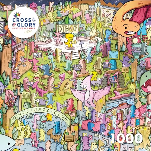 Cross & Glory Cross Glory Jurassic Jive A Night of Dino Jazz 1000 Piece Jigsaw Puzzle for Adults Prehistoric Jazz Club Theme Satin Finish 20 x 27 Inches - Image 5