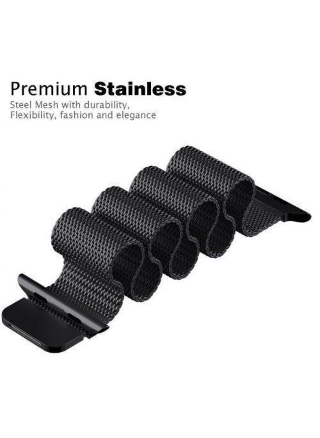 Generic - Milanese Magnetic Loop Band For Apple Watch 44/45mm Adjustable Braided Series Nike+ Sports Edition - Black - Image 1