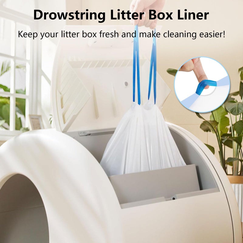 Loveishere 120 Count Self-Cleaning Cat Litter Box Liners Bag, Compatible with MeoWant-SCO1 and MeoWant-SCO2, Thick Heavy Duty Drawstring Replacement Cat Litter Box Liners-18"x 12.6" - Image 2