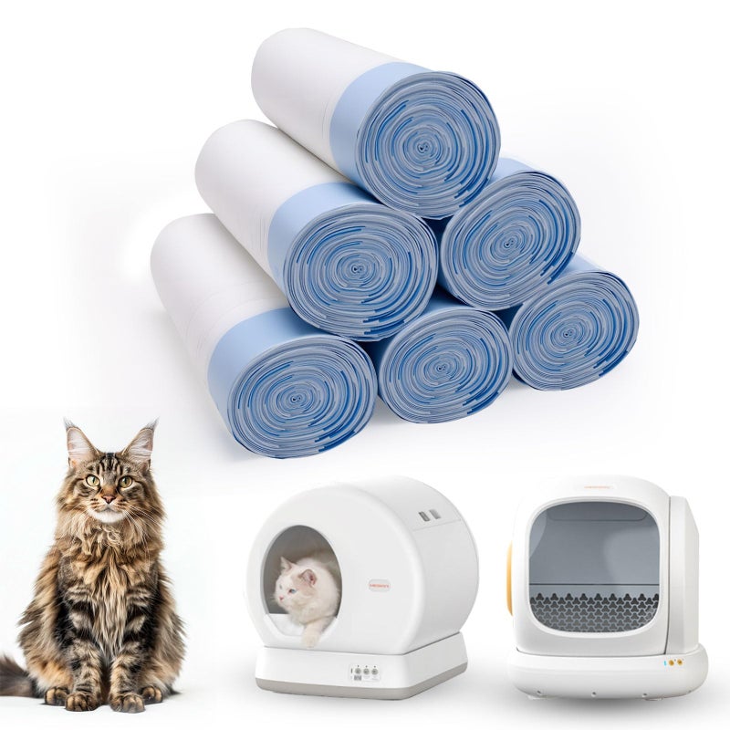 Loveishere 120 Count Self-Cleaning Cat Litter Box Liners Bag, Compatible with MeoWant-SCO1 and MeoWant-SCO2, Thick Heavy Duty Drawstring Replacement Cat Litter Box Liners-18"x 12.6" - Image 1