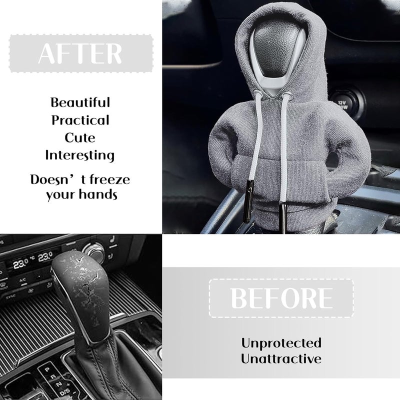 vvag Gear Shift Hoodie, Hoodie Car Gear Shift Cover, Car Shift Knob Hoodie, Automotive Interior Accessories, Universal Fit Knob Cover Gift (Gray) - Image 3