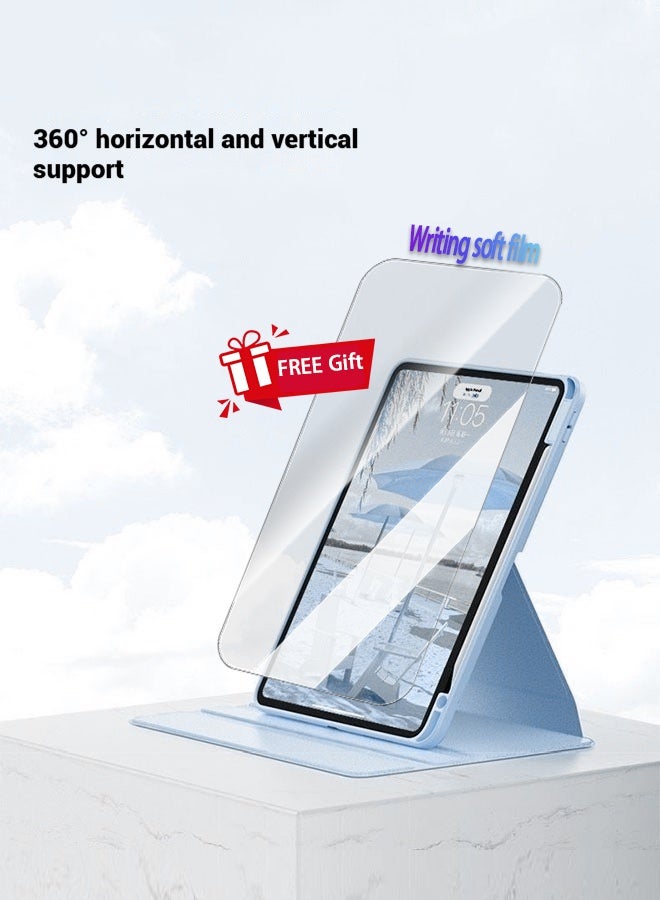 [Clearance Sales] For HONOR Pad 9 12.1-Inch Case With Pen Slot/Tablet 360° Rotating Protective Case/Auto Sleep/Wake Slim Stand/Transparent Tpu Protective Case/Free AED29 Anti-Glare Protective Film/Felt Tablet Pouch- Blue - Image 3