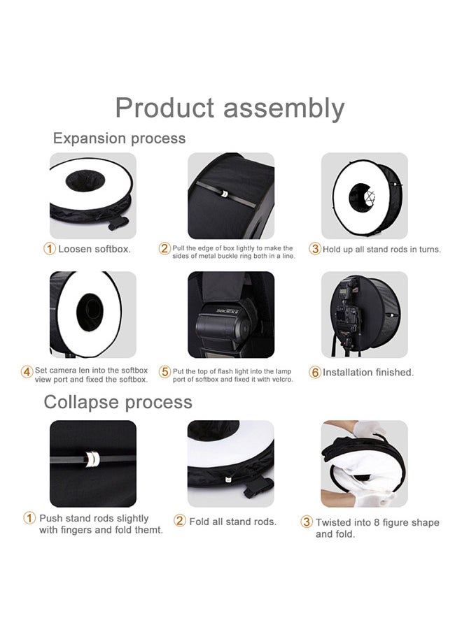 PULUZ - PULUZ 450mm Round Style Softbox Speedlight Flash Light Shoot Soft Box Foldable Soft Flash Light Diffuser for Photography - Image 1