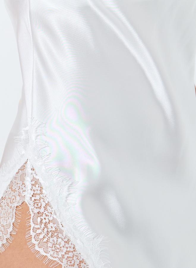 Take Two White Side Lace Insert Slip Dress - Image 3