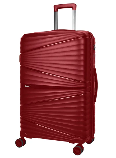 SENATOR Hard Case Large Checked Luggage Trolley For Unisex Polypropylene Lightweight 4 Double Wheeled Suitcase With Built In TSA Type Lock Travel Bag KH1005 Wine Red