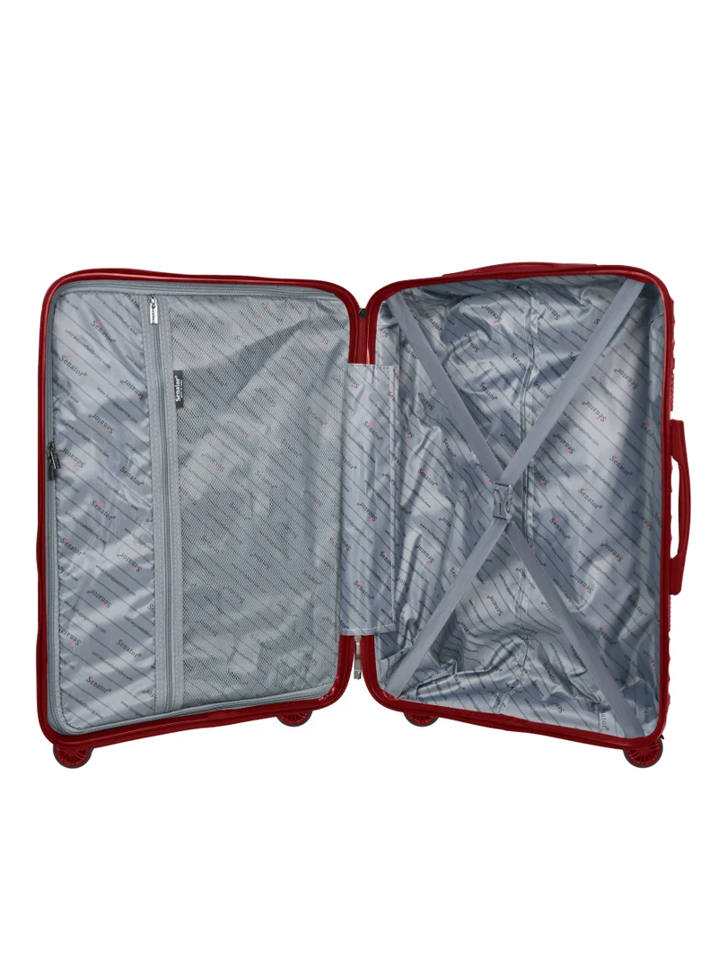 SENATOR Hard Case Large Checked Luggage Trolley For Unisex Polypropylene Lightweight 4 Double Wheeled Suitcase With Built In TSA Type Lock Travel Bag KH1005 Wine Red