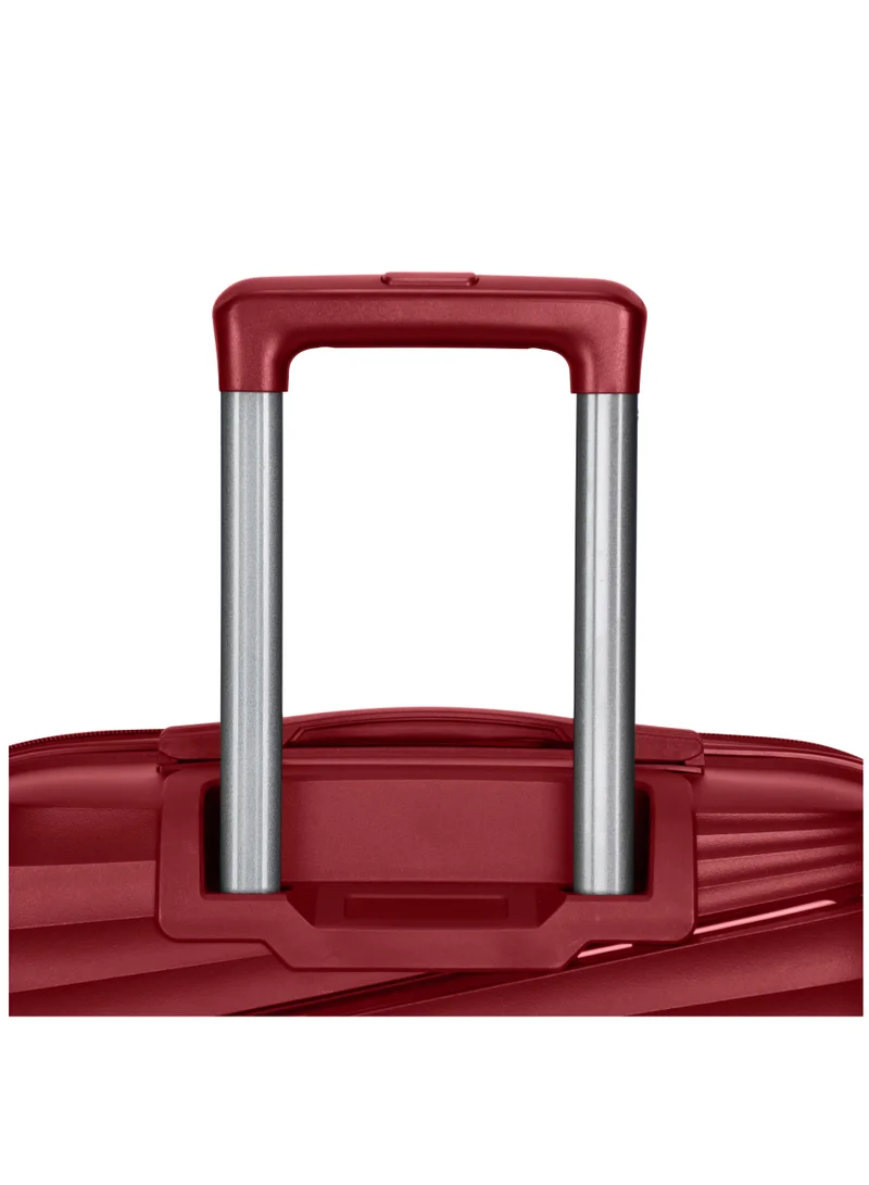 SENATOR Hard Case Large Checked Luggage Trolley For Unisex Polypropylene Lightweight 4 Double Wheeled Suitcase With Built In TSA Type Lock Travel Bag KH1005 Wine Red