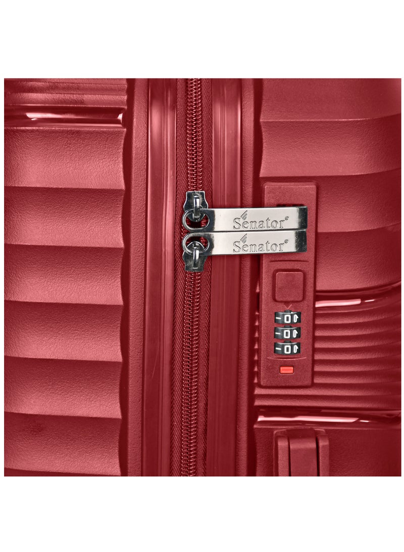 SENATOR Hard Case Large Checked Luggage Trolley For Unisex Polypropylene Lightweight 4 Double Wheeled Suitcase With Built In TSA Type Lock Travel Bag KH1005 Wine Red - Image 4