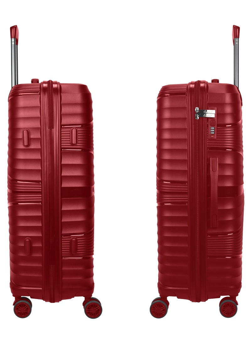 SENATOR Hard Case Large Checked Luggage Trolley For Unisex Polypropylene Lightweight 4 Double Wheeled Suitcase With Built In TSA Type Lock Travel Bag KH1005 Wine Red - Image 3