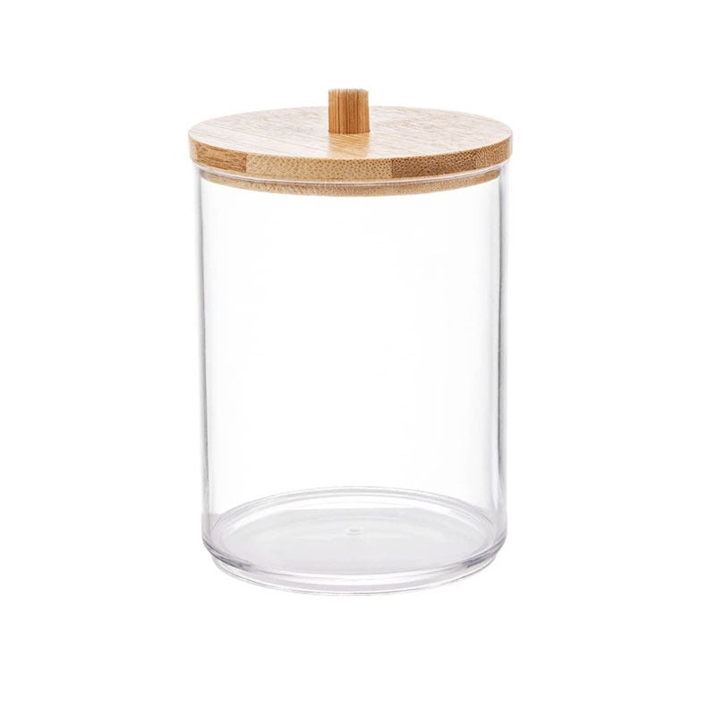 Bamboo Cover Cotton Slip Box Storage Box Multiple Pack Combination Transparent Ps Cotton Slip Storage Container Portable Round Container - Image 1