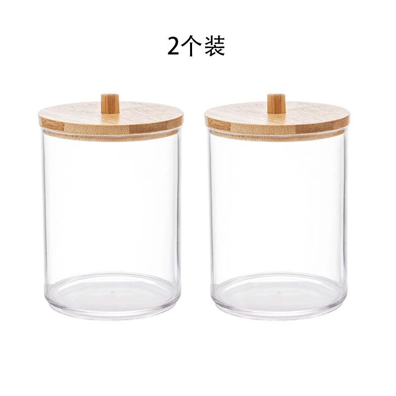 Bamboo Cover Cotton Slip Box Storage Box Multiple Pack Combination Transparent Ps Cotton Slip Storage Container Portable Round Container - Image 4