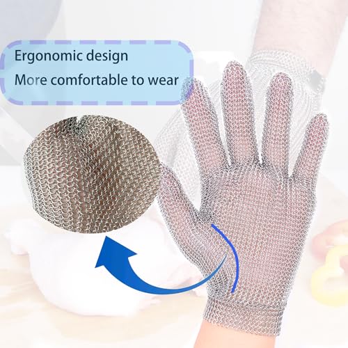 AWIORETON Cut Resistant Gloves Food Grade Stainless Steel Metal Mesh Chainmail Gloves for Butcher Meat Cutting Fish Filleting Oyster Shucking Clothing Cutting and Leather Processing(Medium (Pack of 1)) - Image 5