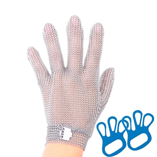 AWIORETON Cut Resistant Gloves Food Grade Stainless Steel Metal Mesh Chainmail Gloves for Butcher Meat Cutting Fish Filleting Oyster Shucking Clothing Cutting and Leather Processing(Medium (Pack of 1)) - Image 1