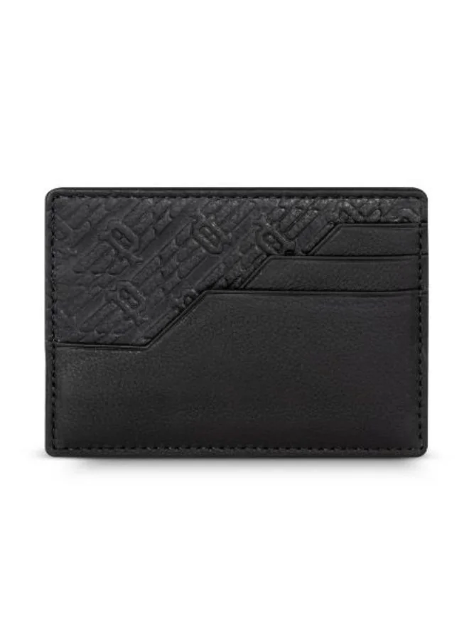 POLICE The Police Hallmark card case features multiple credit card slots with one slip in compartment. The debossed insignia logo on the black card case adds to its charm