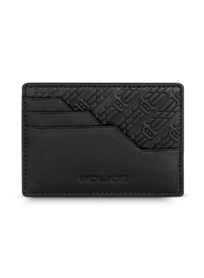 POLICE The Police Hallmark card case features multiple credit card slots with one slip in compartment. The debossed insignia logo on the black card case adds to its charm