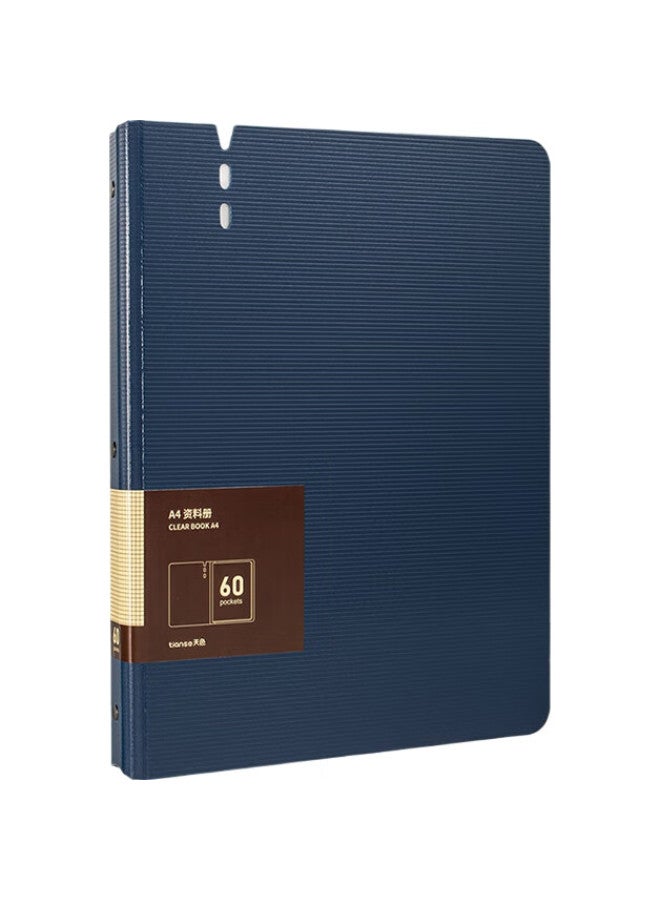 Tianse A4/60 Pages Thick Insert Folder Contract Storage Student Exam Paper Storage Bag File Folder Subject Bag Ts-1660 Deep Blue - Image 2