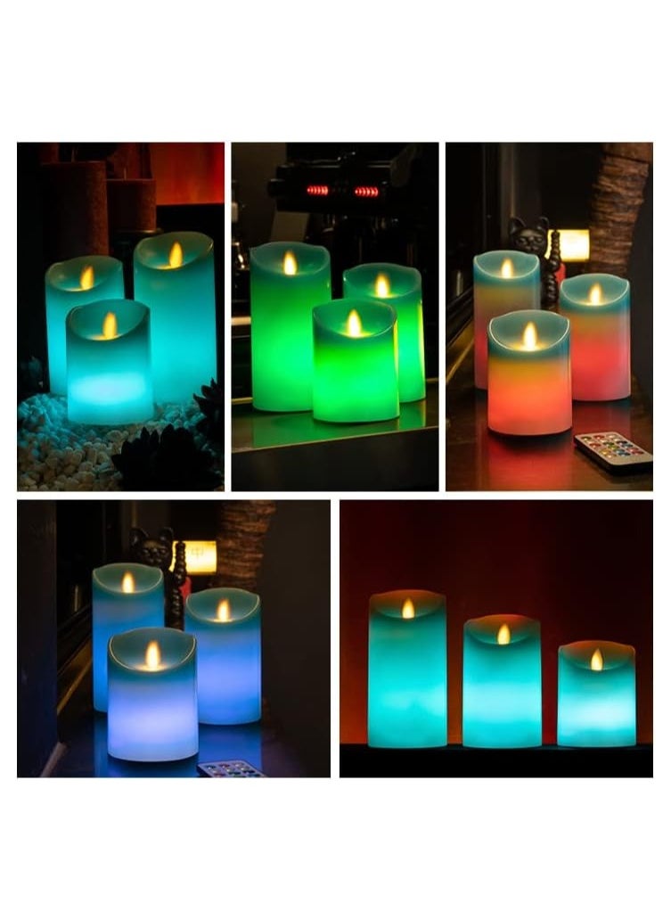 KASTWAVE - Teal Candles, LED Flameless Candles, Pillar Teal Flickering Flameless Candles, Candles with Remote&Timer Control  in Height 4''5''6'',  Real Wax Candles Warm Color Flickering Light for Decor (3PCS) - Image 1
